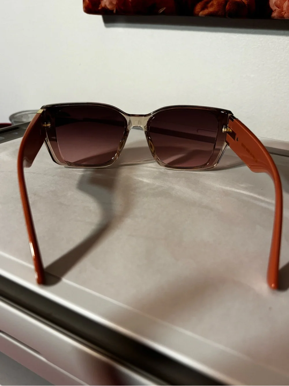 Woman’s Fashion peachy,pink Logo Accent Sunglasses